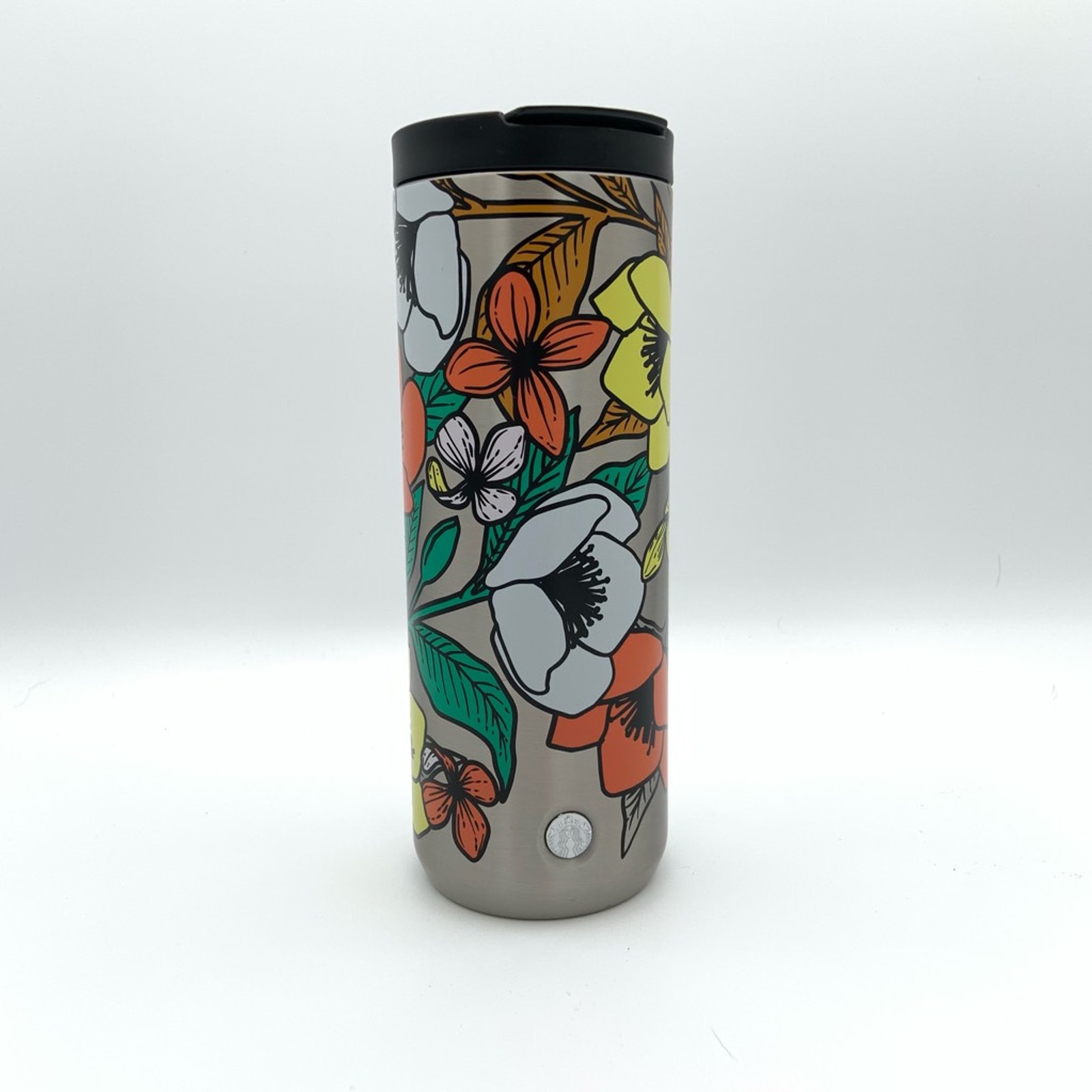 Starbucks 2018 Poppy Retro Flowers Travel Mug Cup Stainless Steel Screw Top Lid
