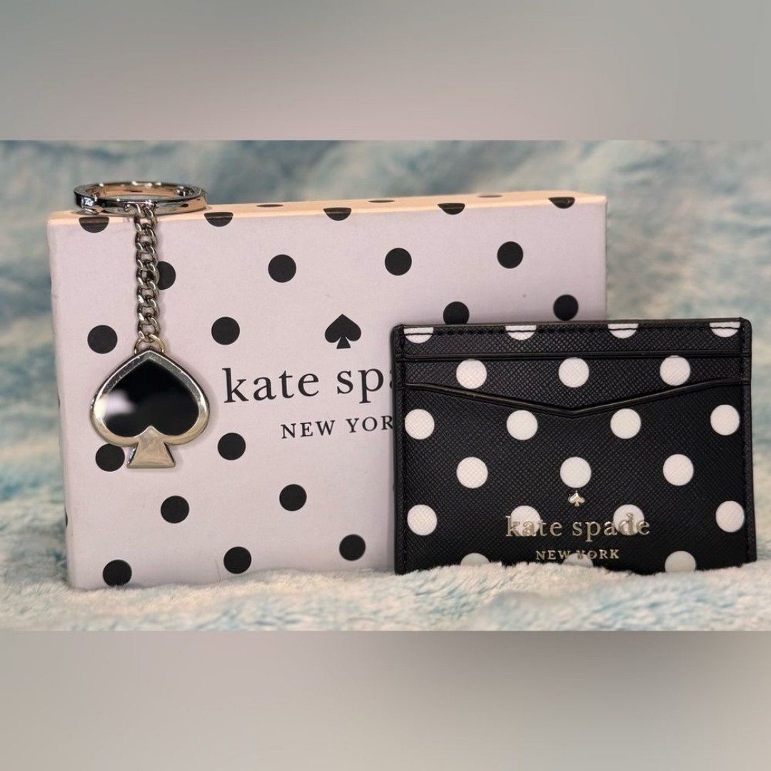 NWT Kate Spade Gift Set Card Holder and Key chain/ bag charm with gift box