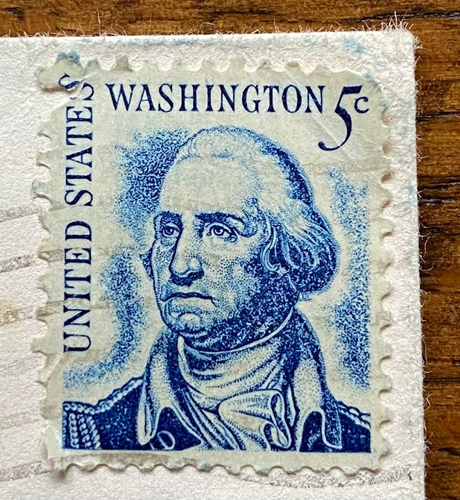 1967 5 cent George Washington Rare Blue Stamp U.S. Postage