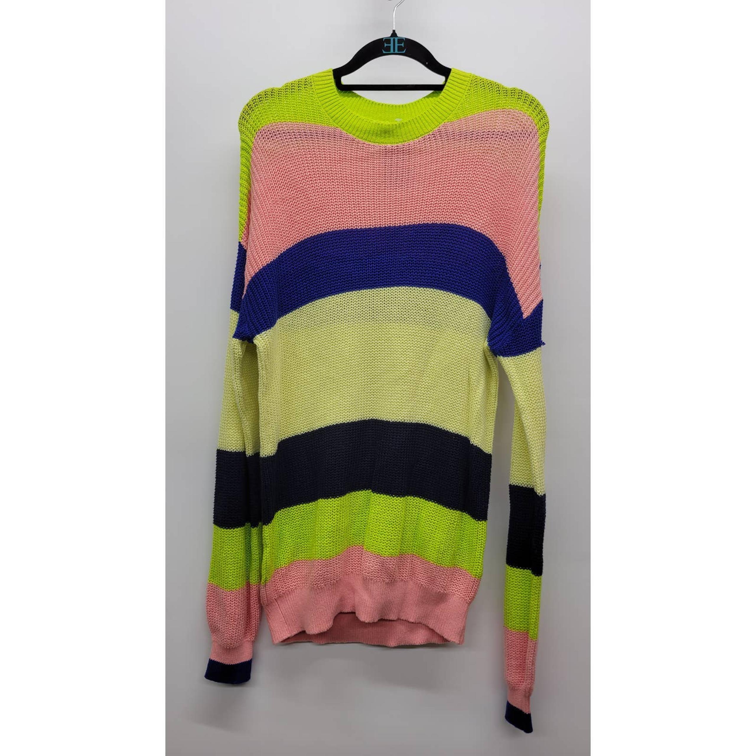 Abound Women's Multicolor Striped Knit Sweater Crew Neck Long Sleeves