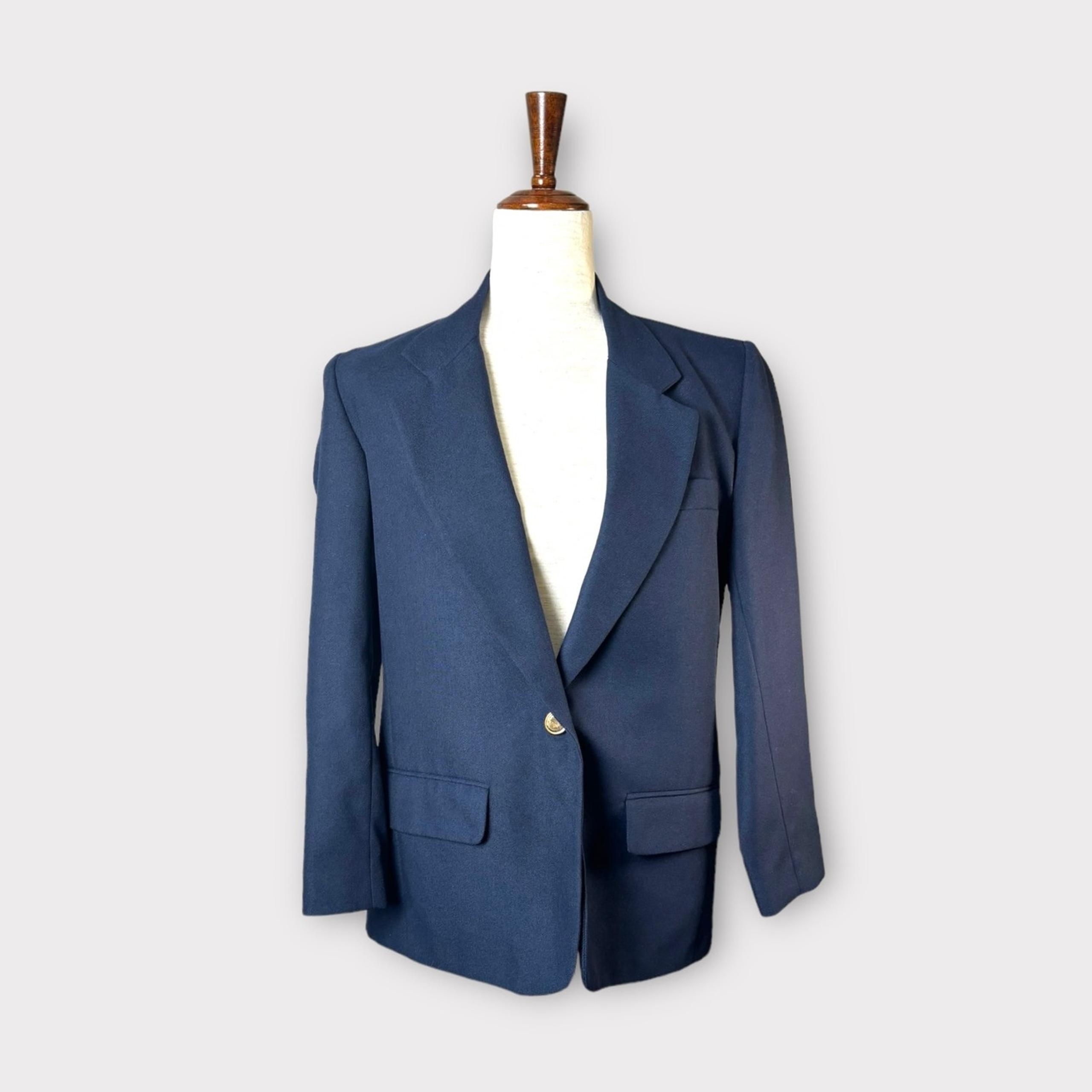 Orvis Petite Women's Blazer Jacket Preppy Classic Navy Gold Button USA Size 4P