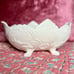 Vintage Milk Glass Footed Bowl, Big Embossed Floral Art Nouveau Dish, Pink