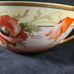 Hand painted Vtg Lusterware Soup Bowl Serving Handles poppies signed Schindler