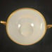 Hand painted Vtg Lusterware Soup Bowl Serving Handles poppies signed Schindler