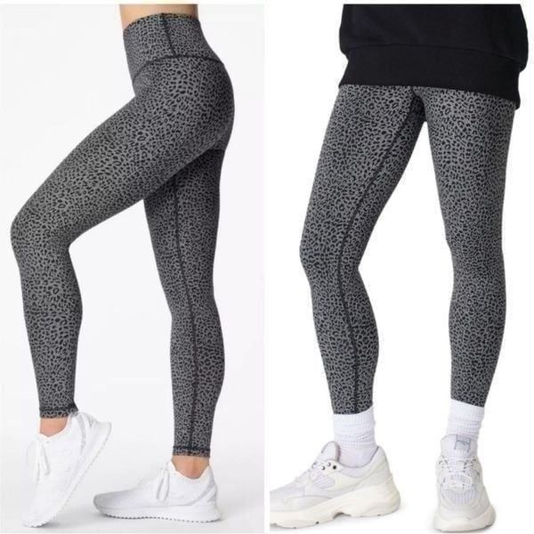 Sweaty Betty, Flatter Me Cheetah Print Leggings Black Gray, 7/8 length