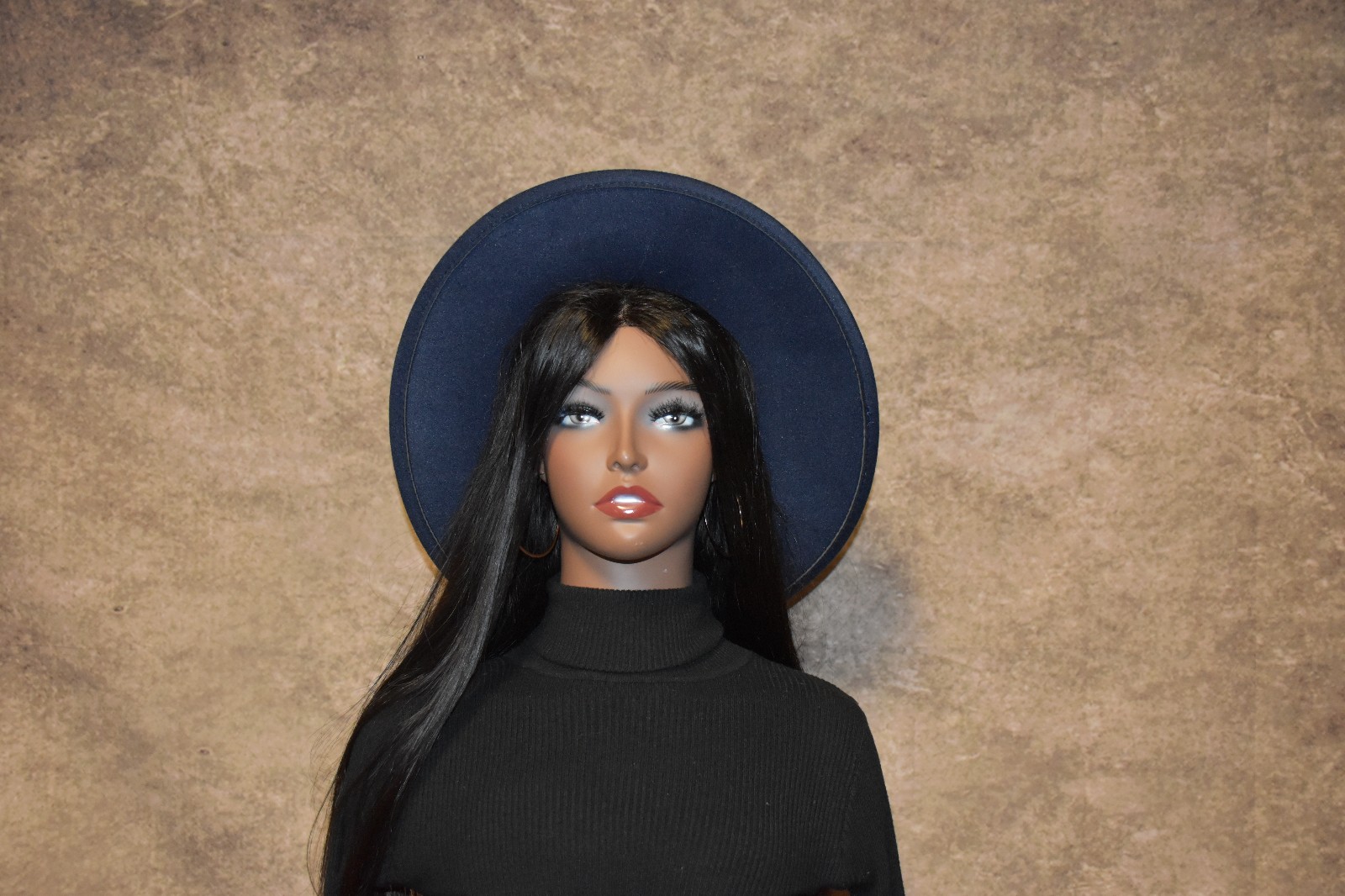 Navy Blue Men & Women Wide Brim Fedora Hat