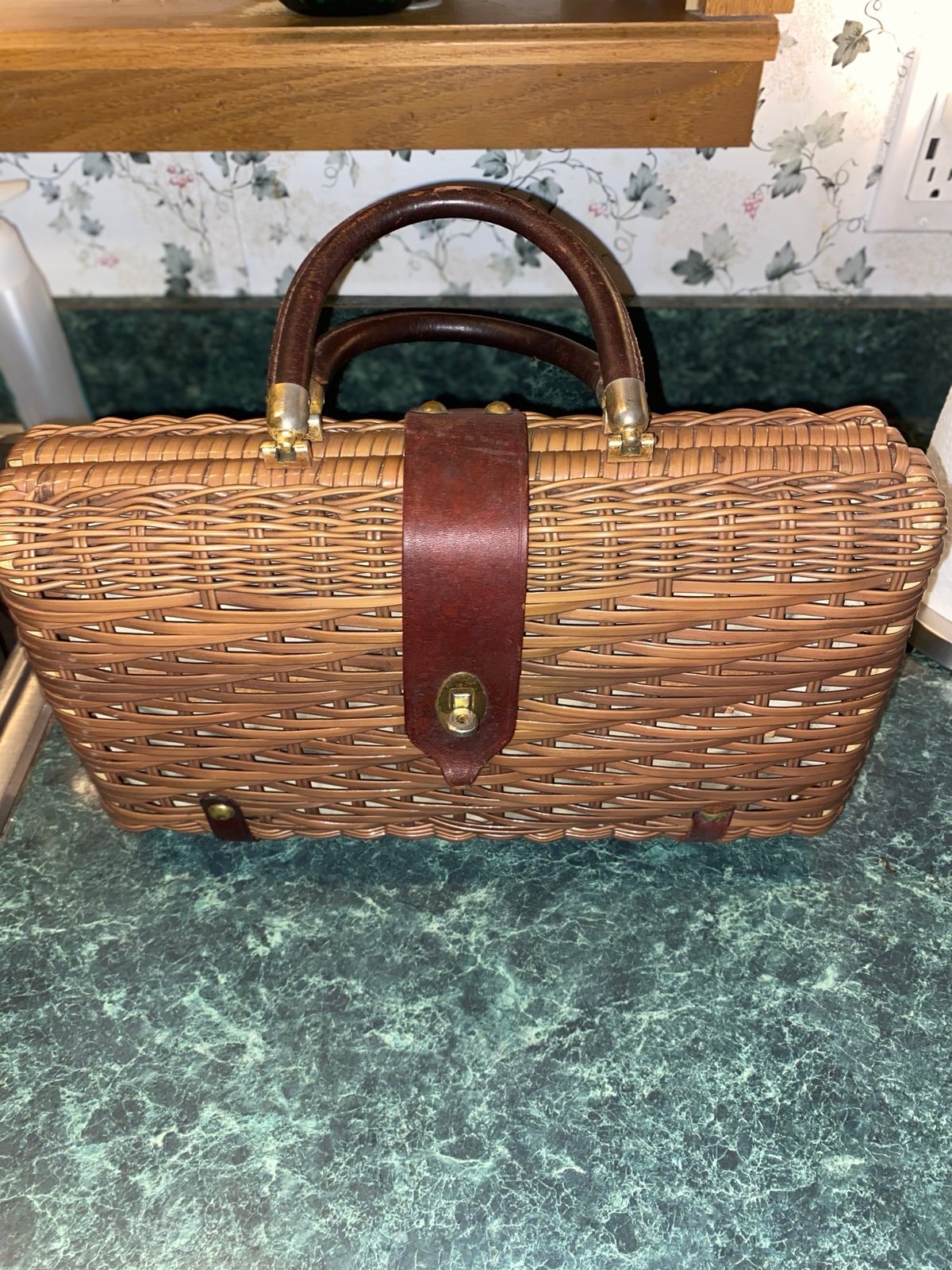 60s Wicker/ Rattan Clutch Hand Bag