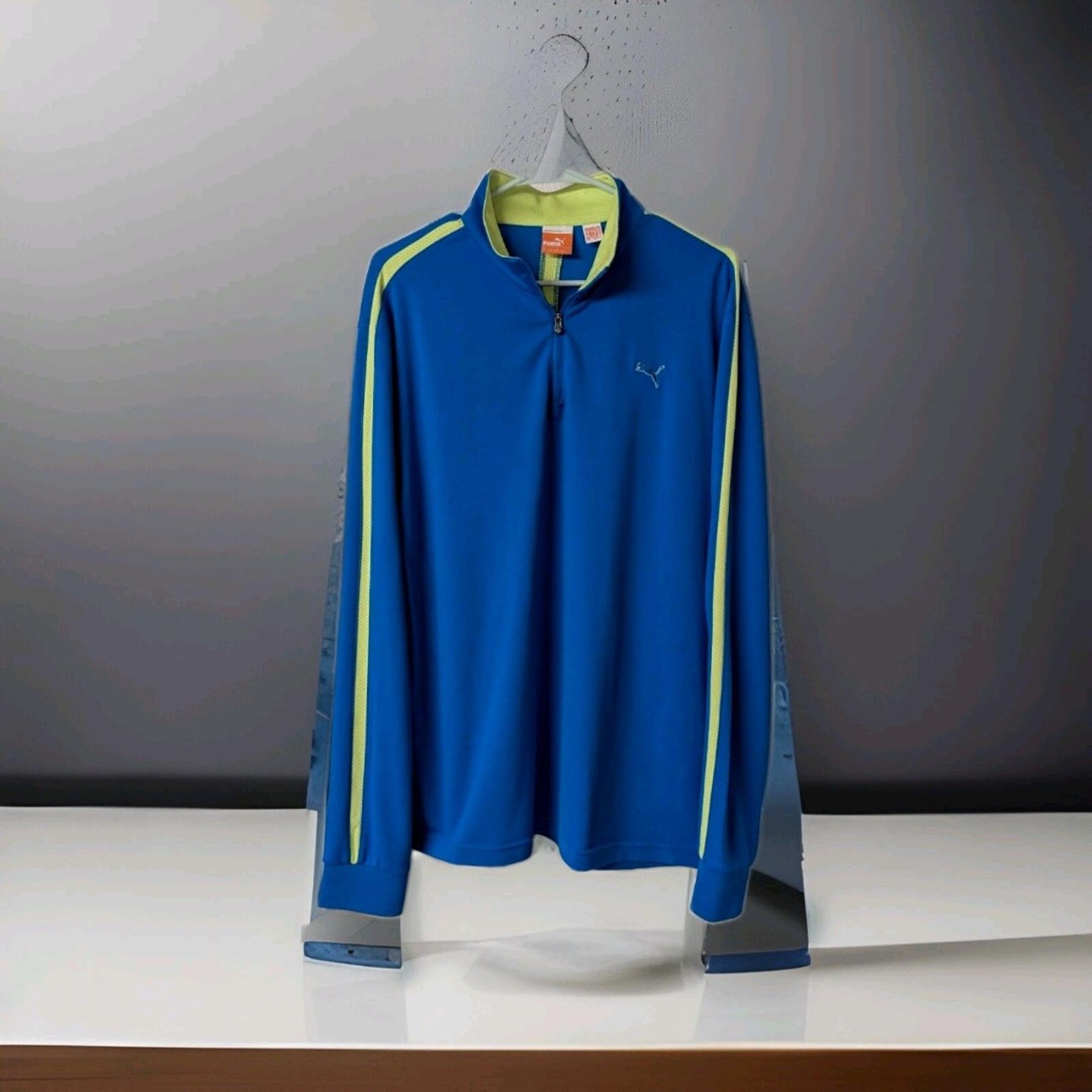 Puma Lifestyle Blue Quarter Zip Track Athletic Top Sports Outerwear Men's L