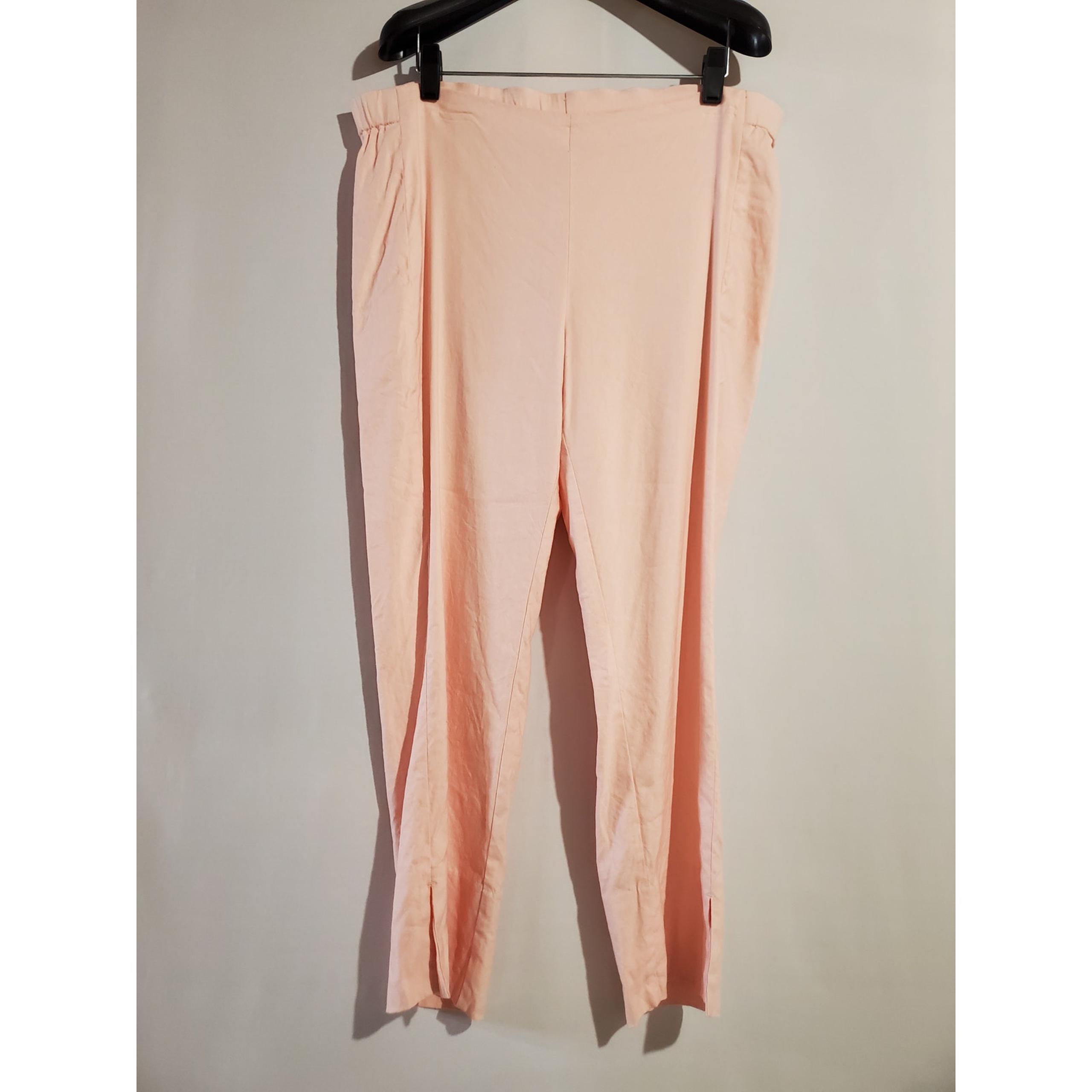 J. Jill Linen Stretch Light Pink Relaxed Pull On Cropped Pants Womens Size M