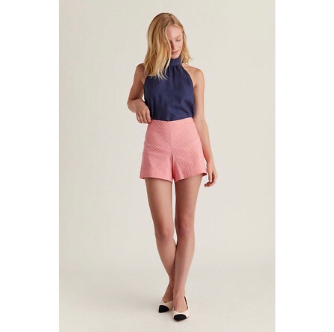 Mila Diamond Jacquard Shorts {Navy}