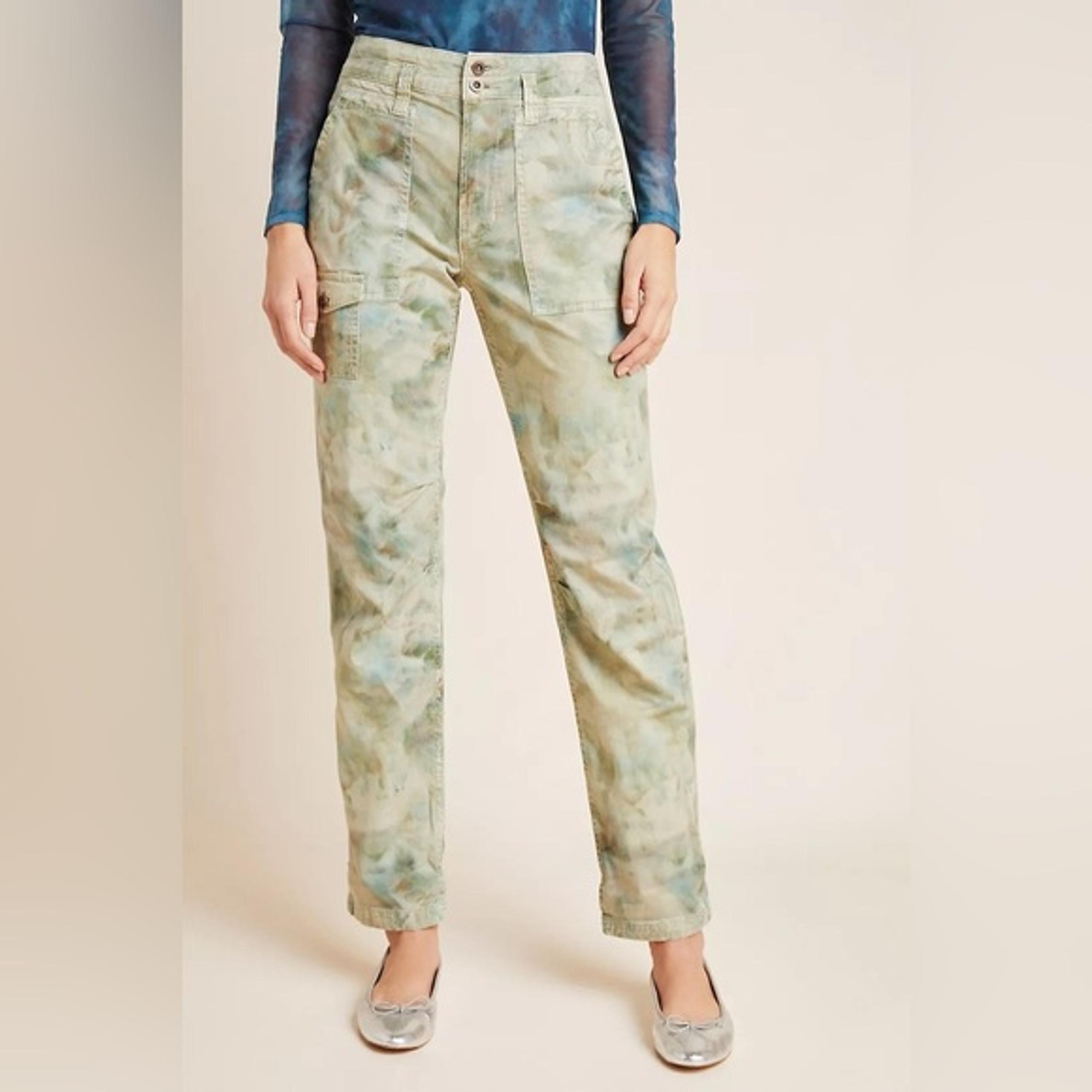 Anthropologie Women’s Wanderer Cargo Pants Blue Green Tie Dye - Size 27