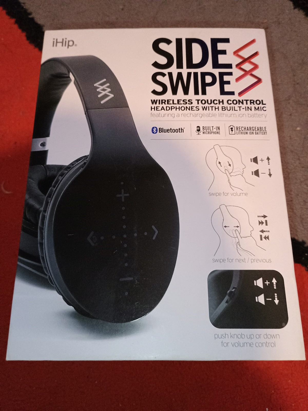 iHip Side Swipe Wireless Touch Control Headphones Built-in Mic Case