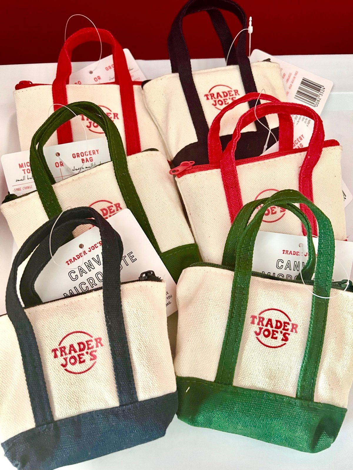 6 SOLD OUT Trader Joe’s Micro Canvas Totes w/ FREE SHIPPING