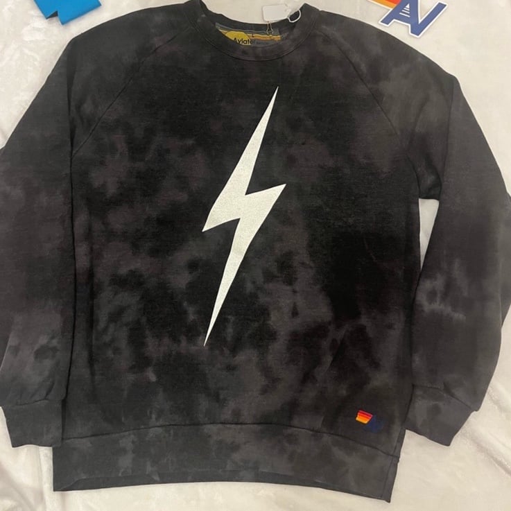 New with tag Aviator Nation Tie Dye Bolt Crew Size Large