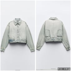 Zara TRF denim oversized jacket with pant style waist