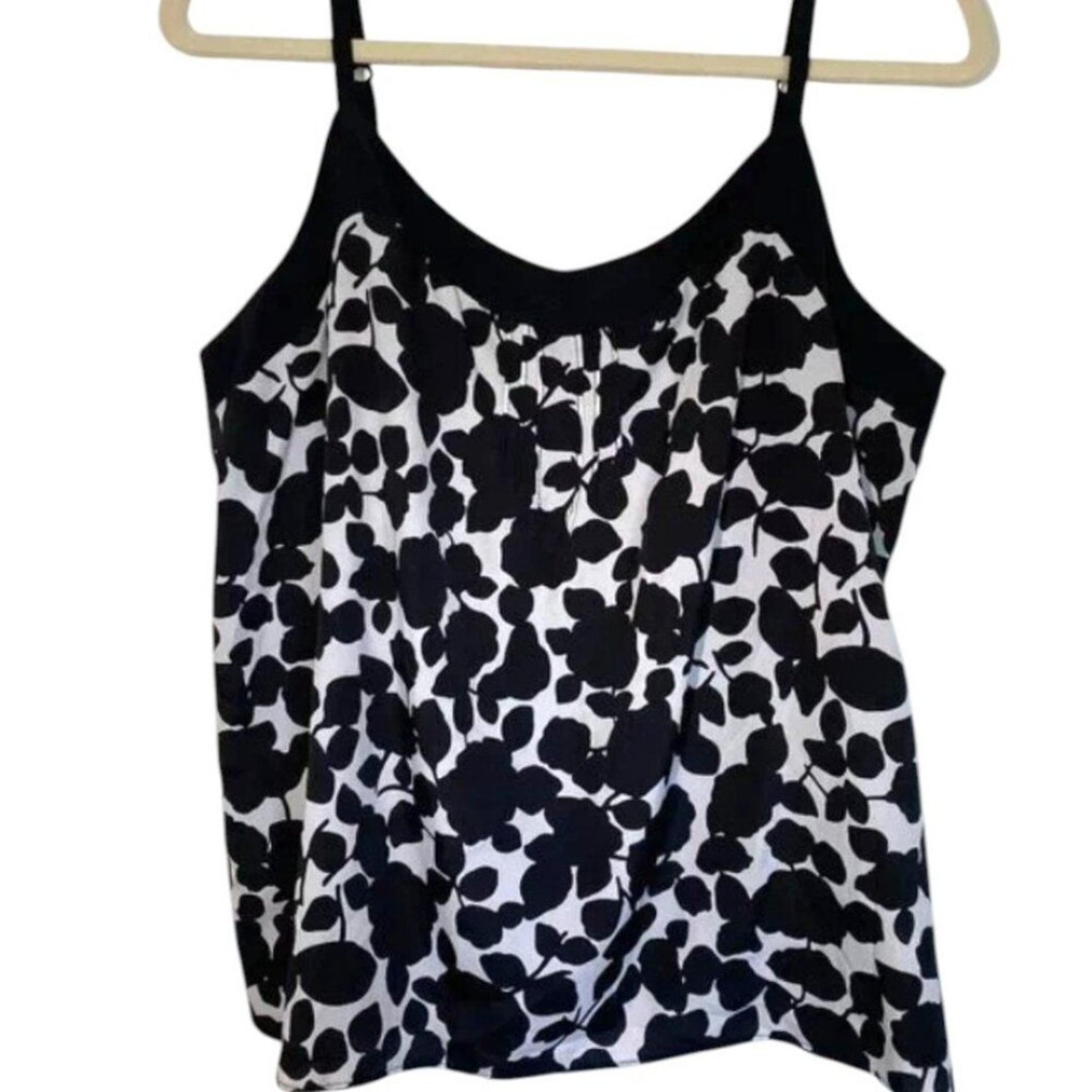 New York & Company Women's Floral Lined Camisole Tank Top Black White Size M