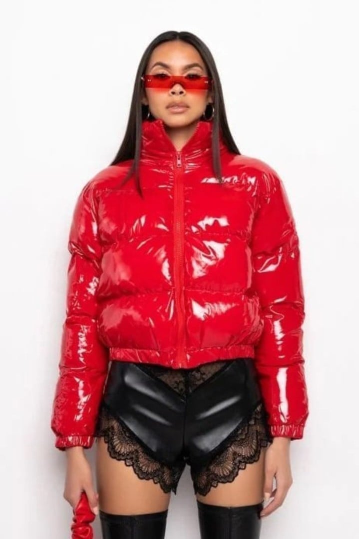Akira Puff Ready Or Not Patent Puffer Jacket
