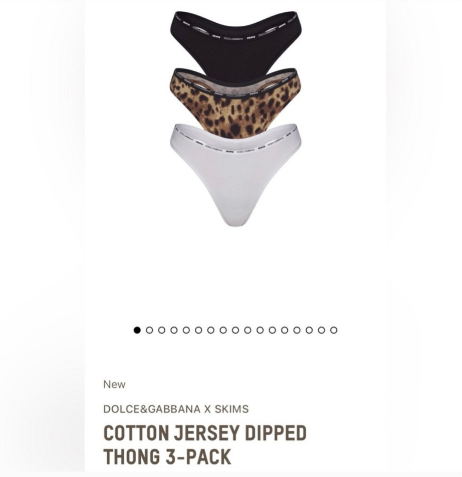 NWT SKIMS x Dolce & Gabbana 3 Pack Thong Size M