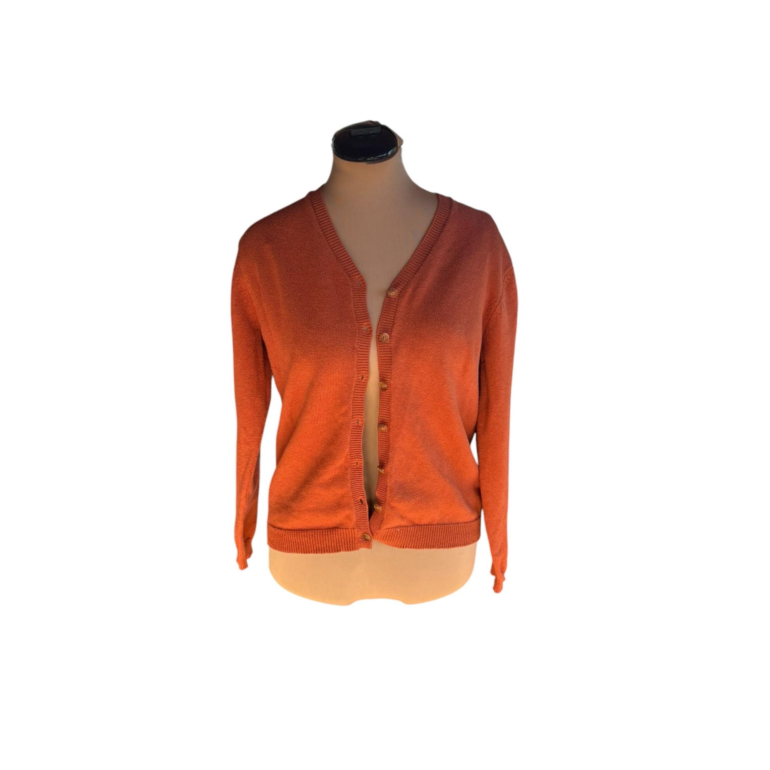 Orvis Orange Cardigan Sz. M - Classic, Preppy, Minimalist, Office Siren