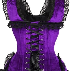 Daisy Corsets Renaissance Velvet Purple Corset Bustier Steel Boned Black Lace 3X