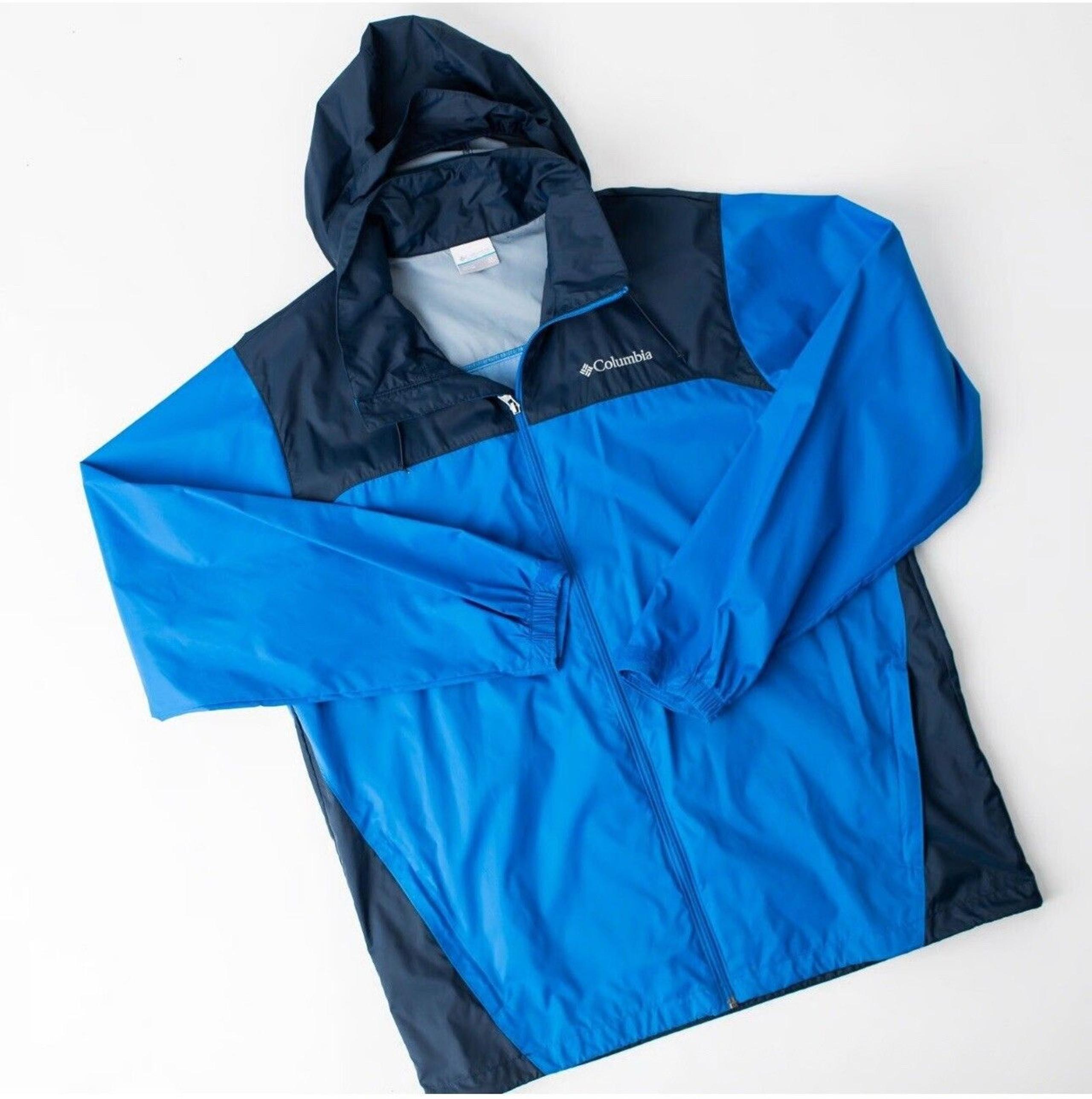 Columbia Jacket Mens XL Blue Glennaker Lake Rain Coat Packable Softshell Hiking