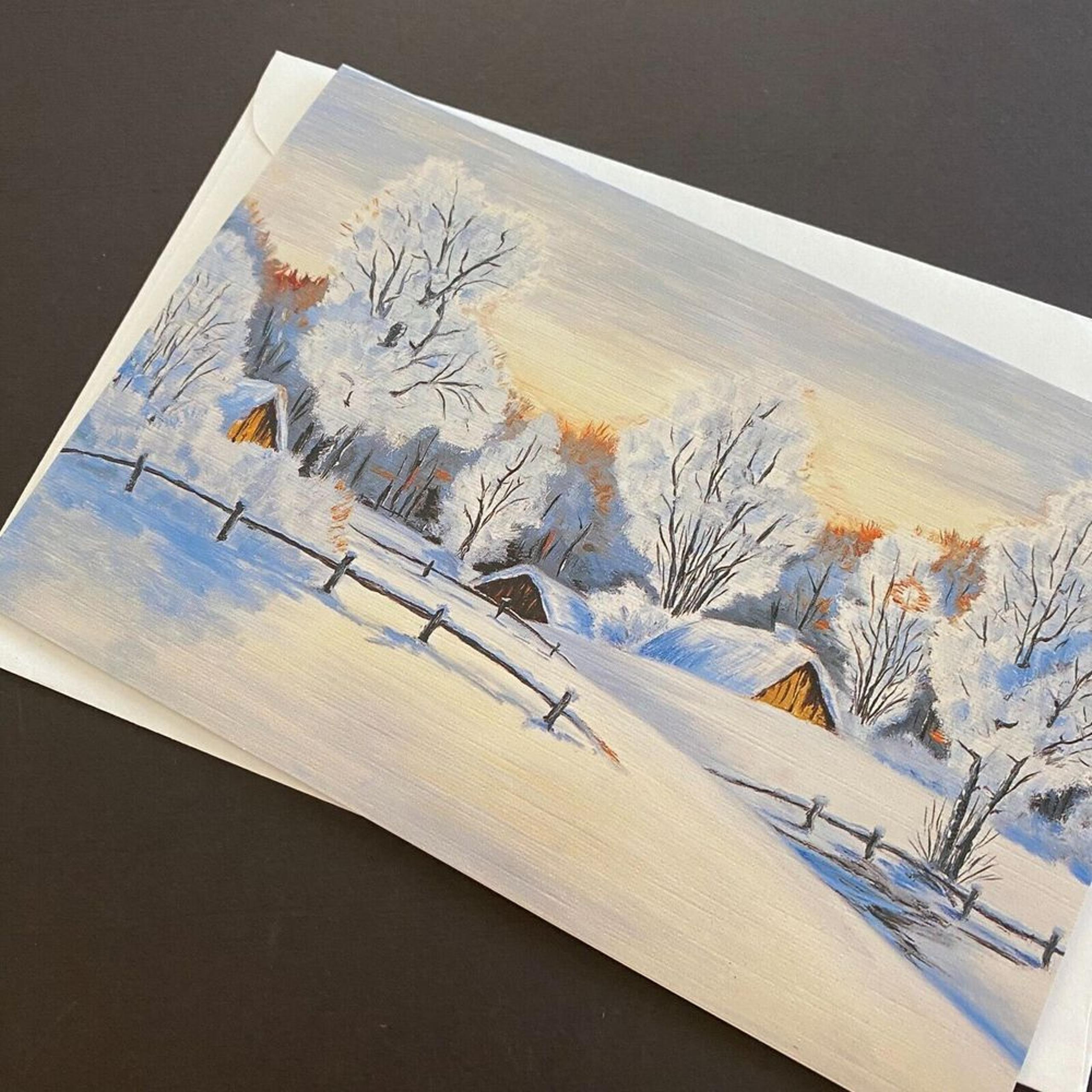 MFPA USA Serene Winter by Jan Sporek Merry Christmas Greeting Card with Envelope