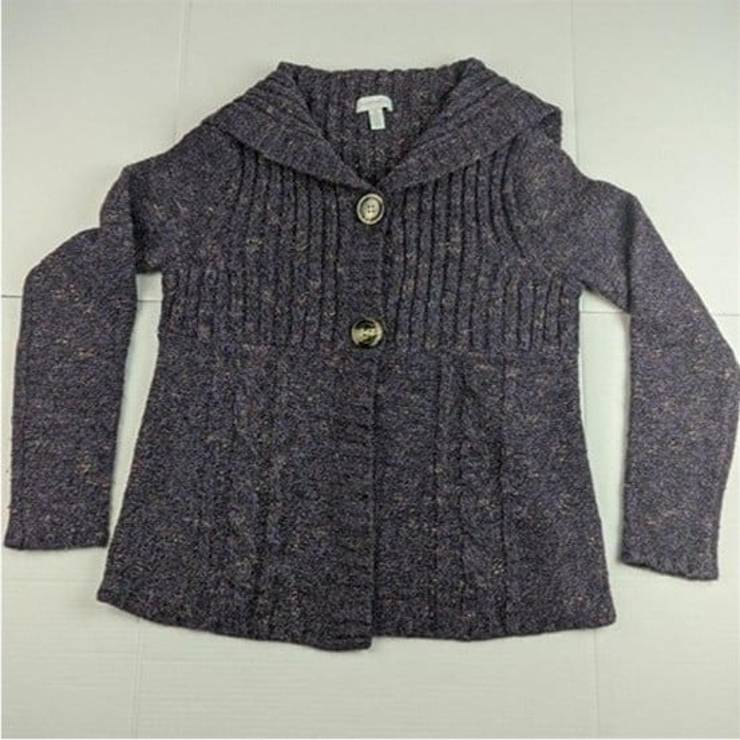 Y2K Sailor Collar Charter Club Button Cardigan Sweater Purple w/Neon Small