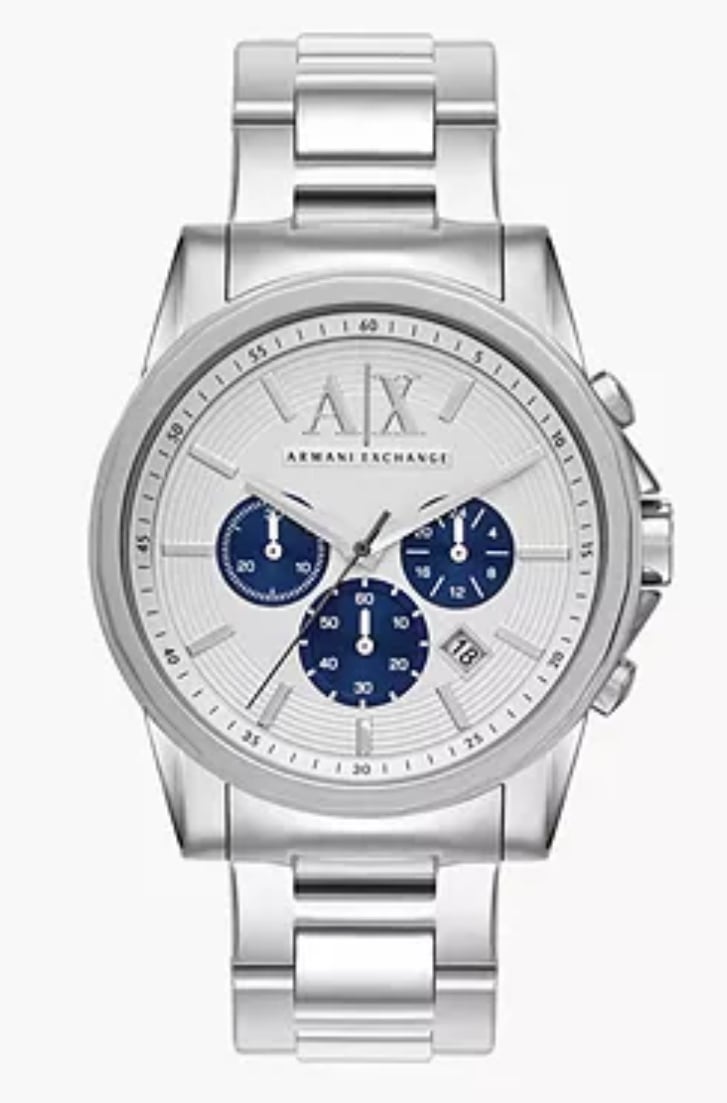 Armani Exchange Silver Watch with Blue Accents men’s watch