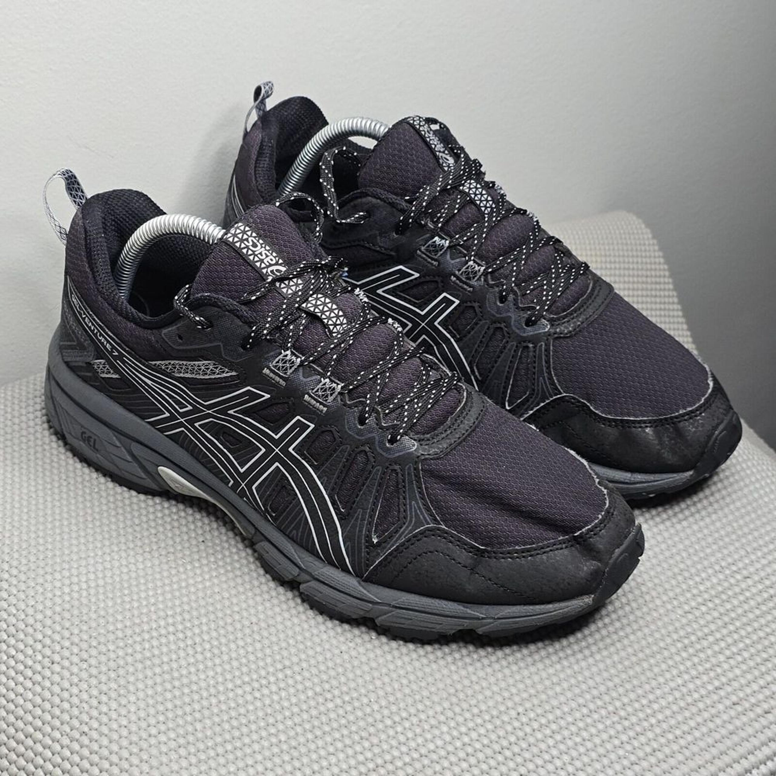 Asics Womens Gel Venture 7 Black Running Shoes Sneakers Size 10 W (WIDE)