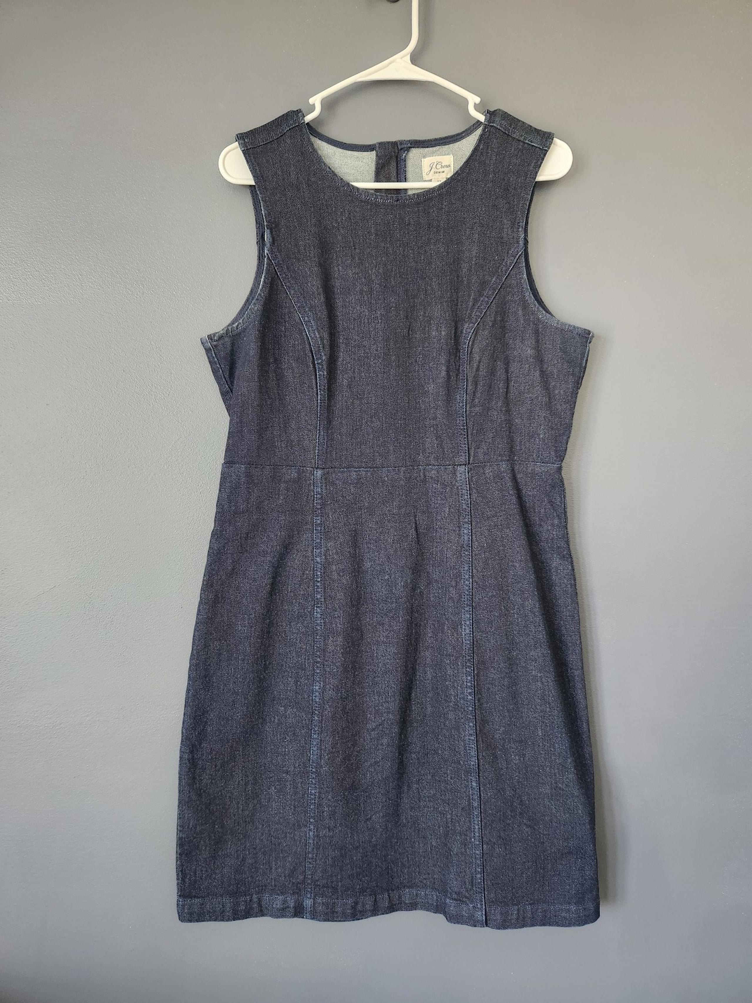 J Crew Denim Sheath Dress Women's 12 Dark Wash Excellent Condition Knee Length