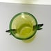 Ed Francis -Unique Green Glass Art Vase with Leaf Appliqué signed “Off Center”