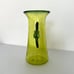 Ed Francis -Unique Green Glass Art Vase with Leaf Appliqué signed “Off Center”
