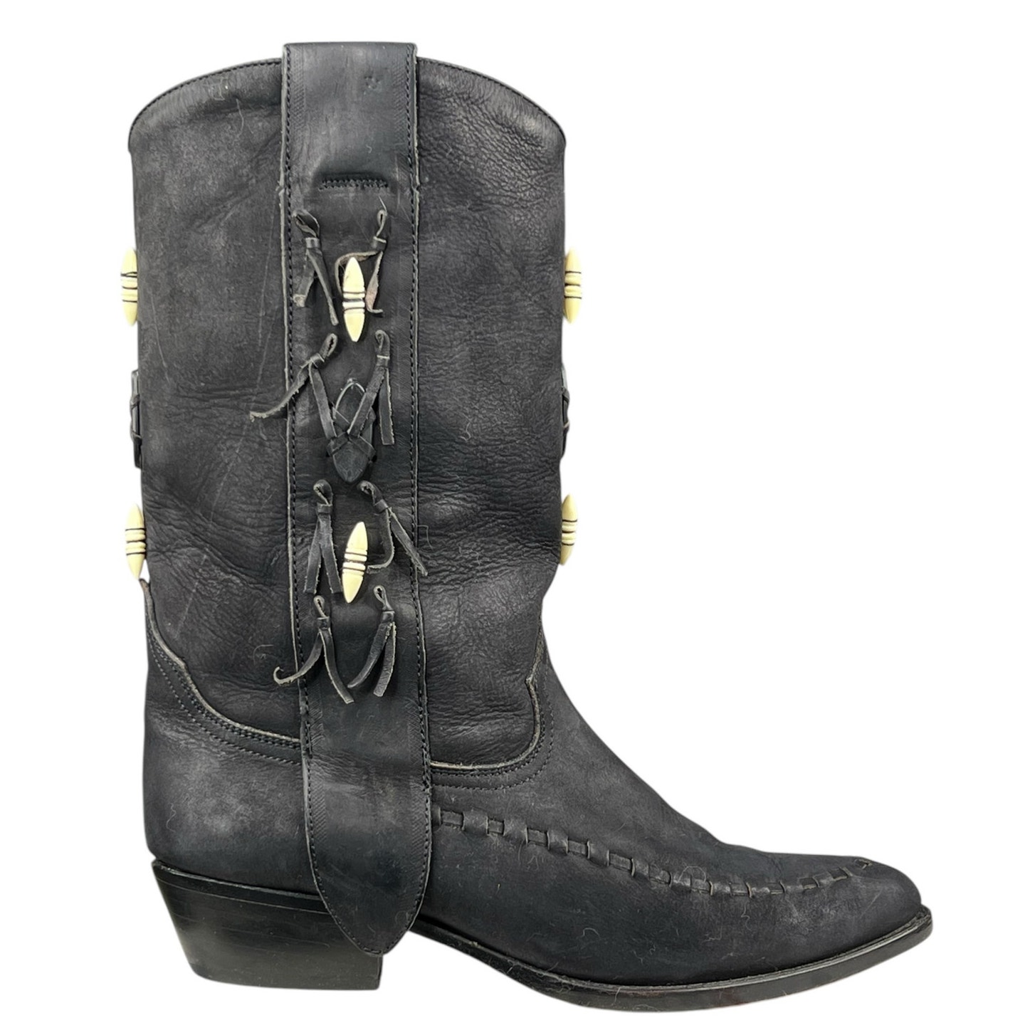 Vintage Dingo Women’s Black Leather Fringe Western Cowgirl Boot Size US 7.5