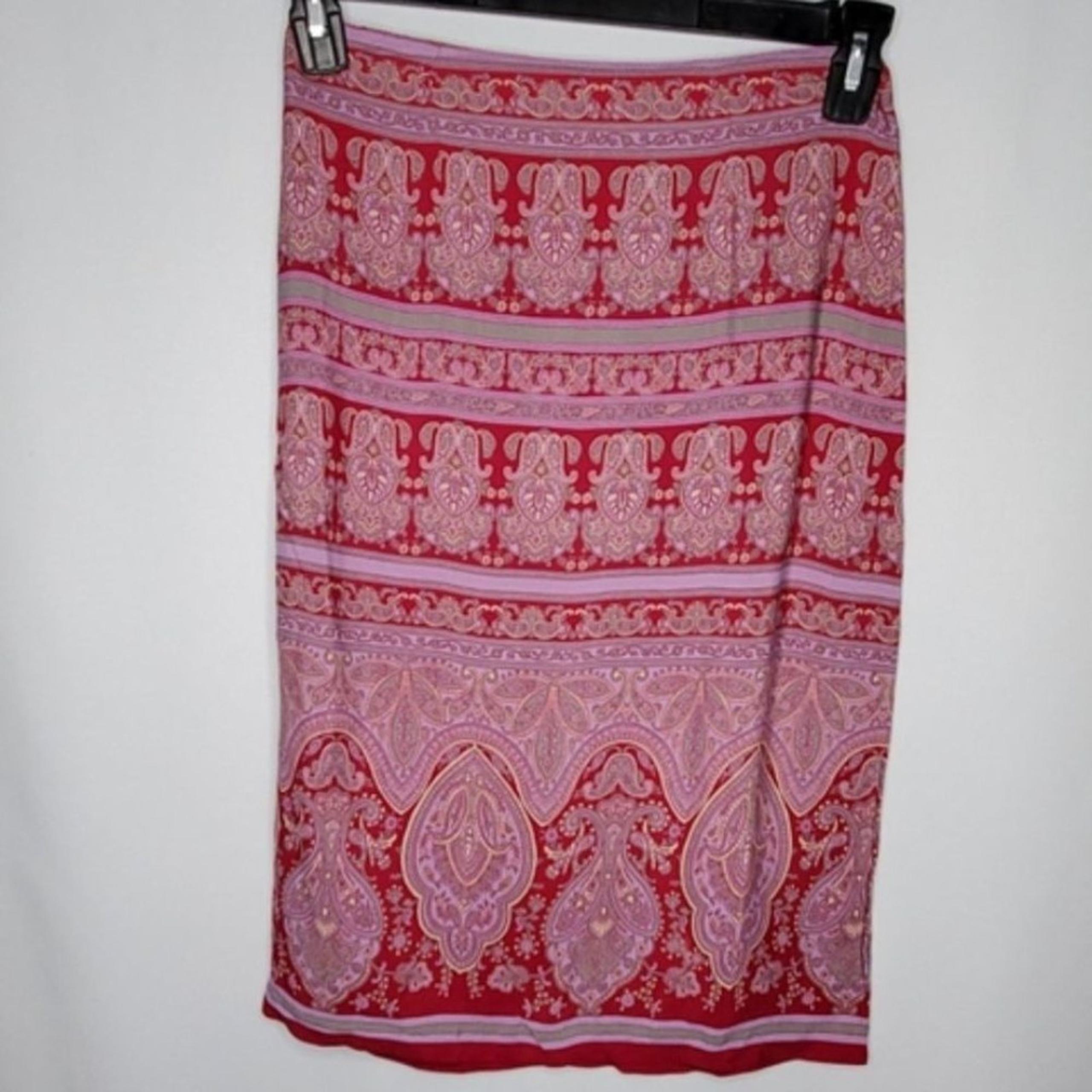 Old Navy Skirt Juniors 1 Paisley Print Bohemian A-Line Pink 1