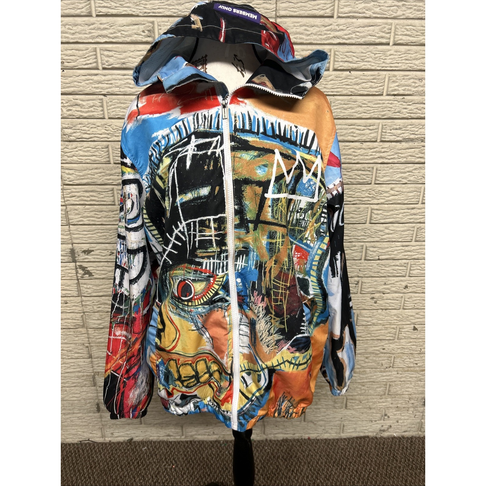 JEAN-MICHEL BASQUIAT 'Figure' X MEMBERS ONLY Windbreaker Mens Size Med
