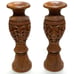 LOT OF 2 Vintage Hand Carved Large Teak Vase Candle Holders 12 1/8”