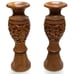 LOT OF 2 Vintage Hand Carved Large Teak Vase Candle Holders 12 1/8”