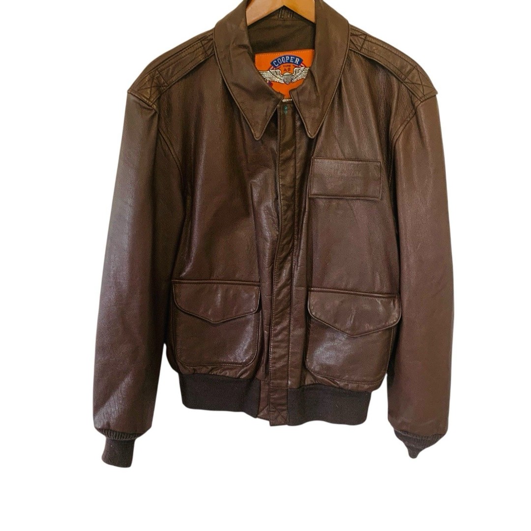 Vintage Cooper Type A-2 Made In USA Leather Flight Bomber Jacket Size 42R