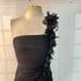 Tadashi Shoji Black One Shoulder Floral Applique Silk Cocktail Dress Size 6P