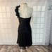 Tadashi Shoji Black One Shoulder Floral Applique Silk Cocktail Dress Size 6P