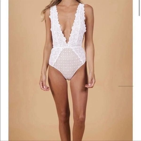 Nightcap Net Mesh Plunge One Piece Dove size M
