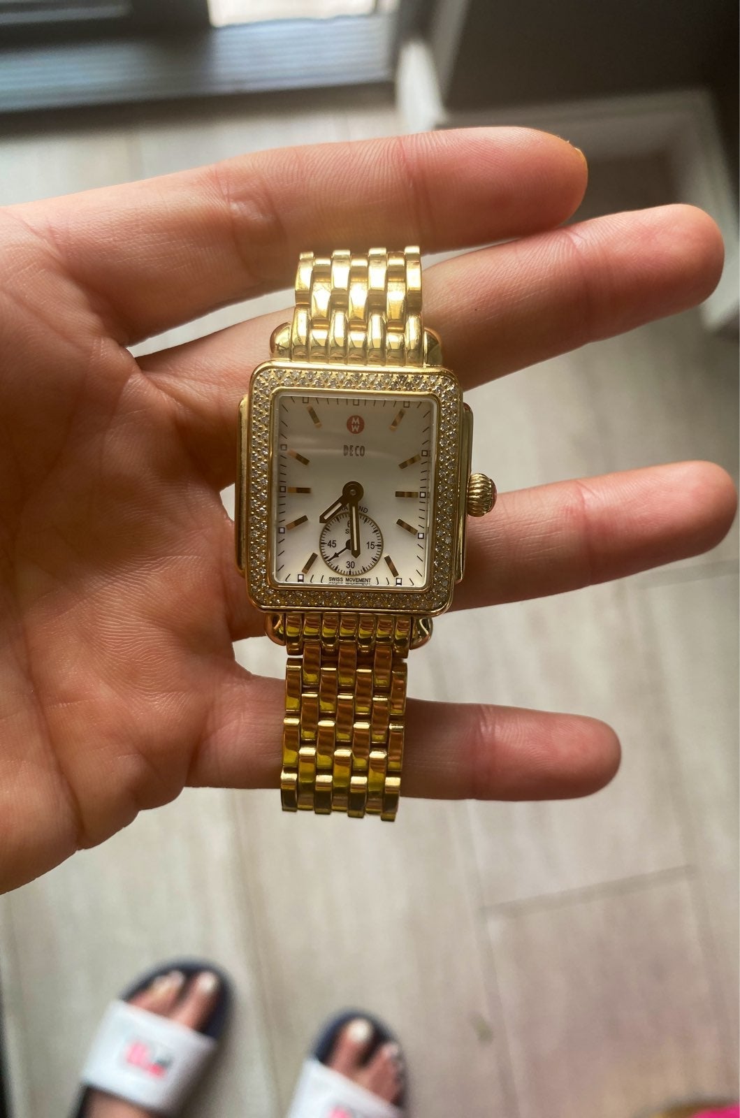 *SOLD* MICHELE GOLD DECO WATCH