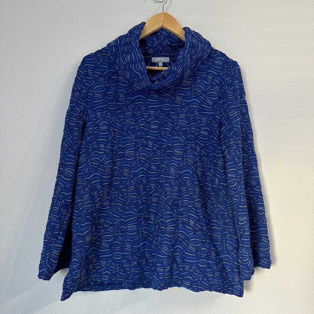 Habitat Sweater Top Tunic Cowl Neck Long Sleeve Boho Texture Relaxed Hippie M