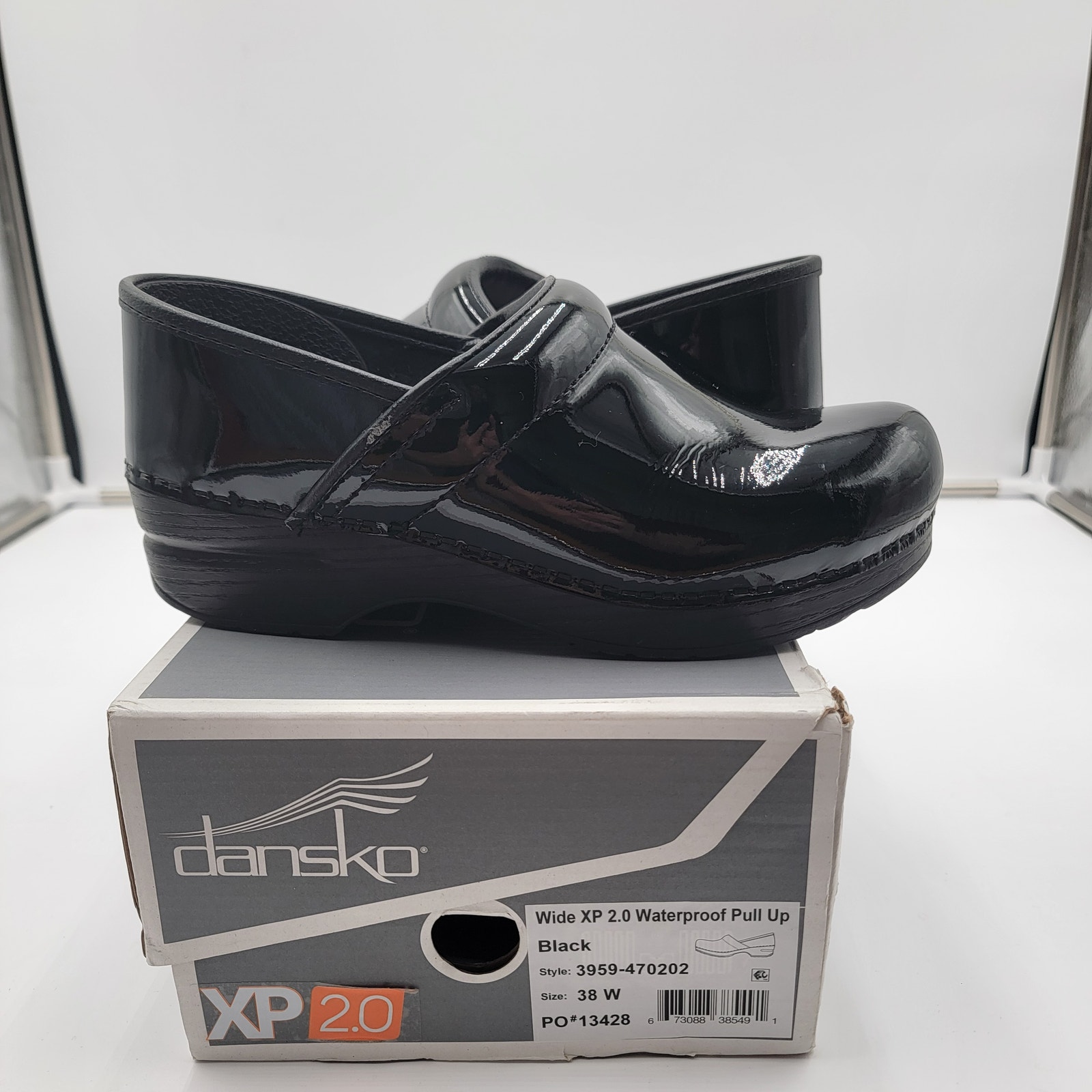 Dansko Wide XP 2.0 Waterproof Pull Up Clog Patent Leather Black 7.5