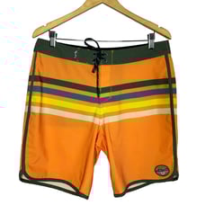 Salt Life SLX-QD Vapor Stretch Board Shorts Mens Size 32 Orange Striped