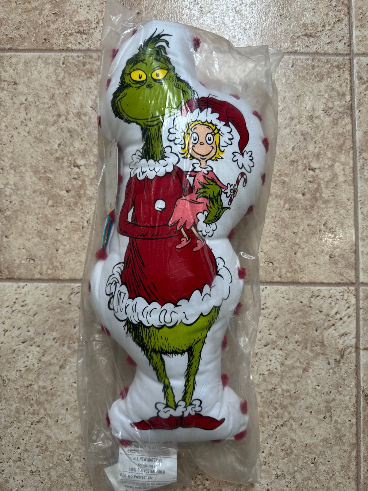 Pottery Barn Grinch Pom Pom Pillow NWT