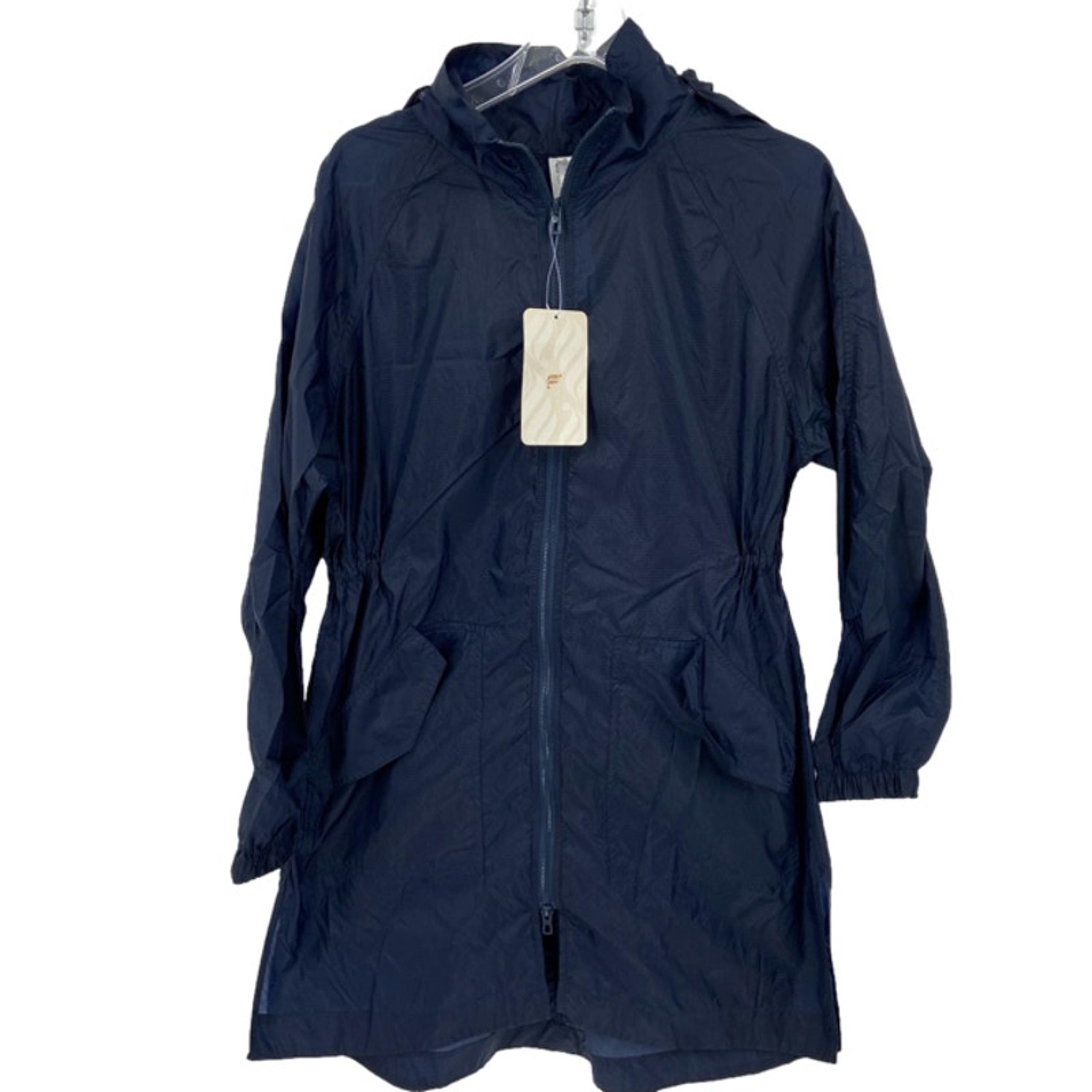 Fabletics Olive Nylon Windbreaker Jacket Size XS Hooded Lightweight Navy Blue