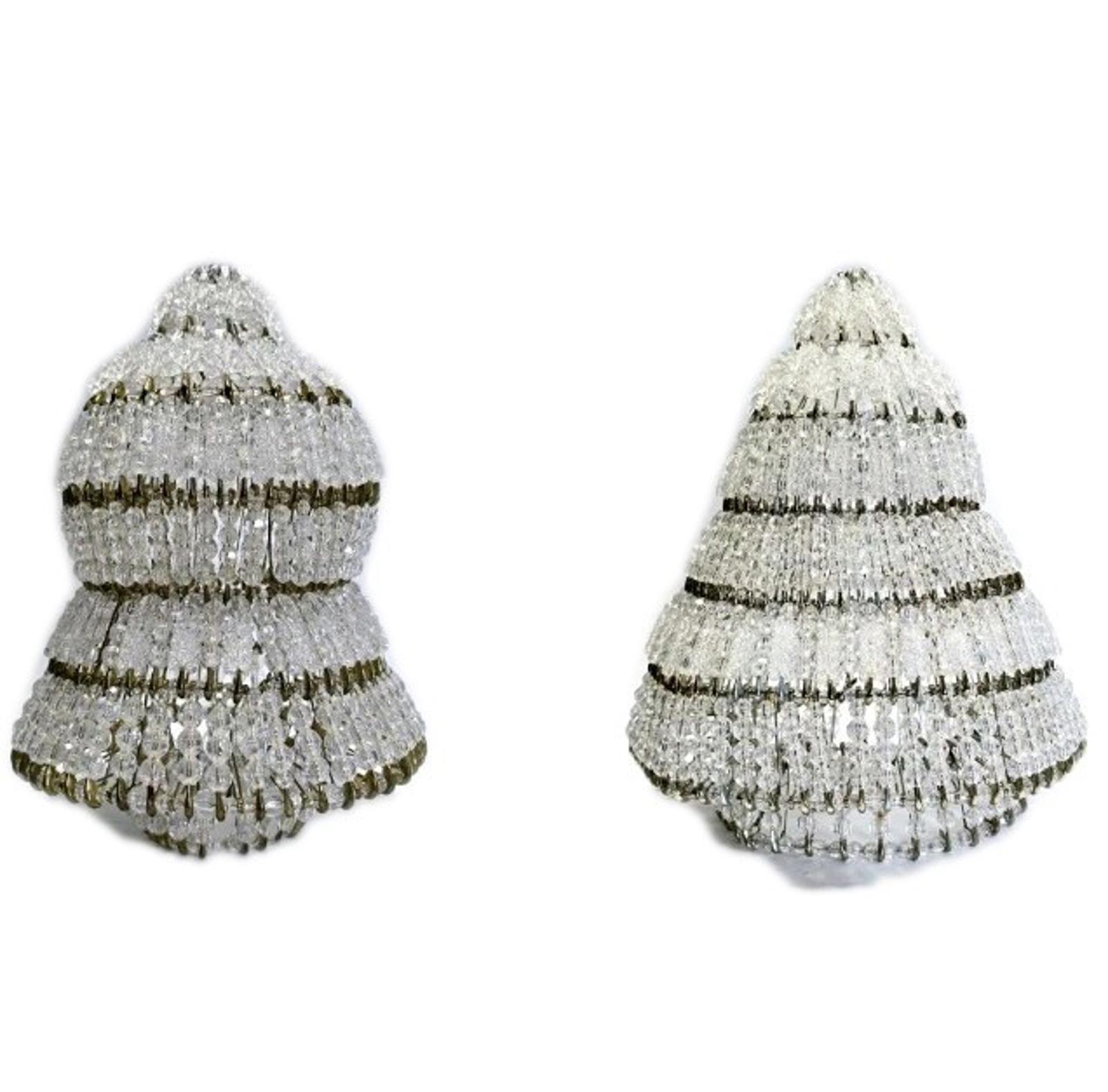 Set of 2 Vintage Safety Pin Beaded Christmas Tree Handmade 12 Inch Tall MCM