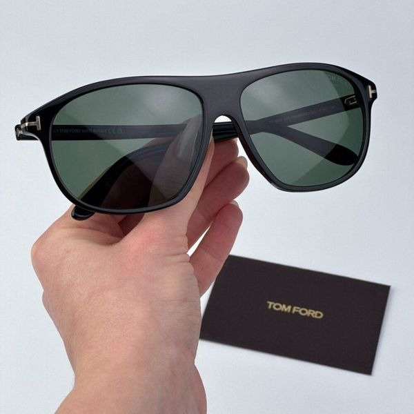 Tom Ford Men Black Green Polarized BRAND NEW Sunglasses PRESCOTT FT1027 01R