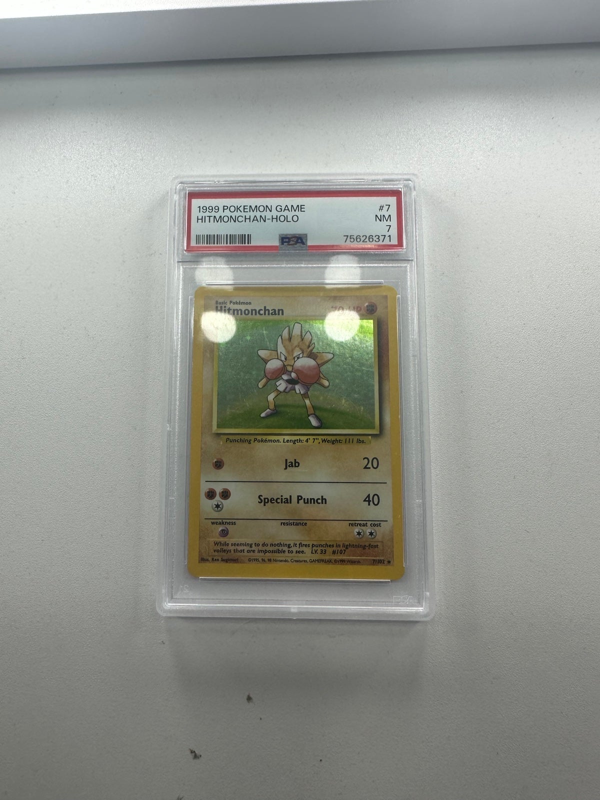 1999 Pokemon Hitmonchan Psa 7 + 12 hit cards